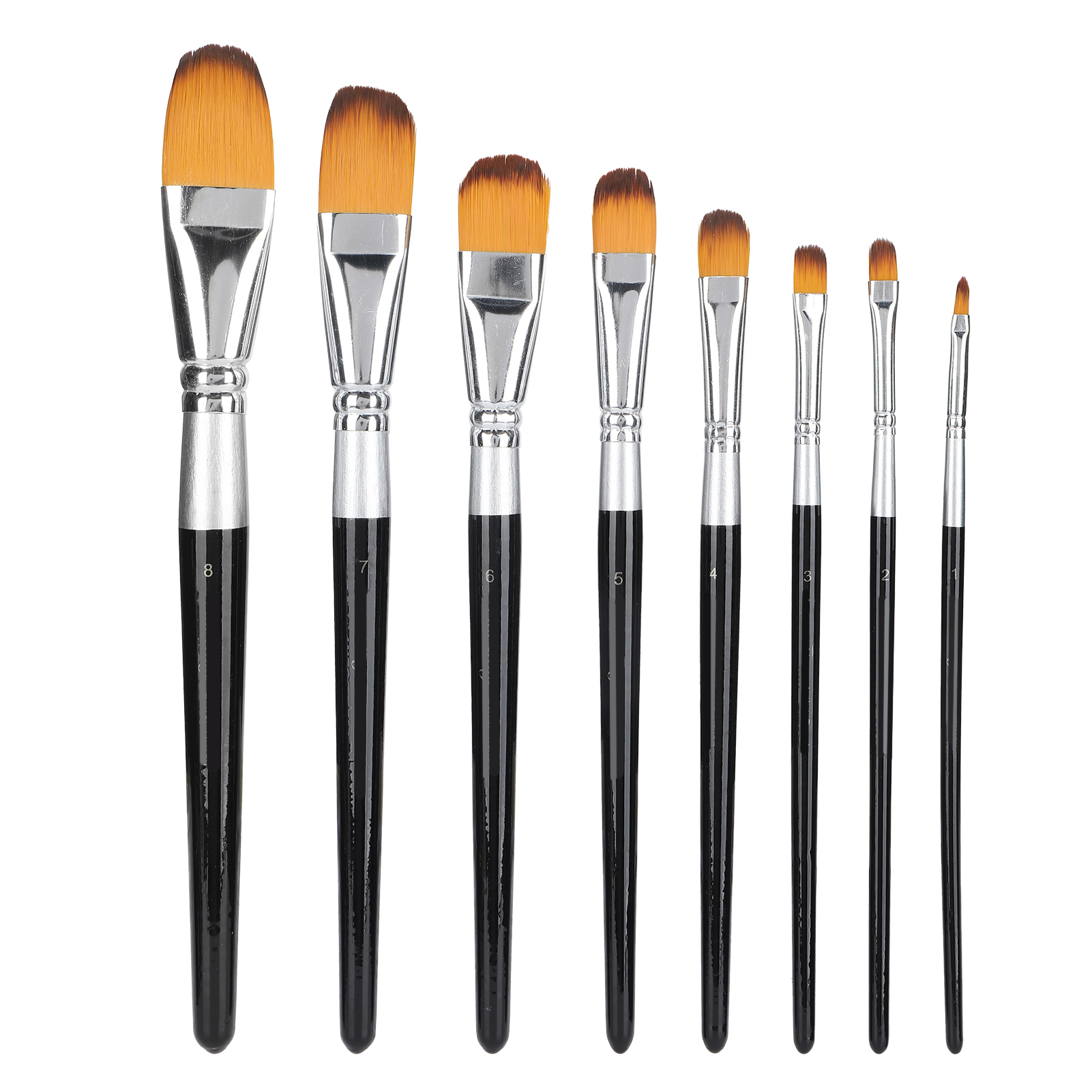 Nylon-künstlerpinsel, Set Mit 8 Malpinseln Für Öl-, Acryl- Und Aquarellmalerei