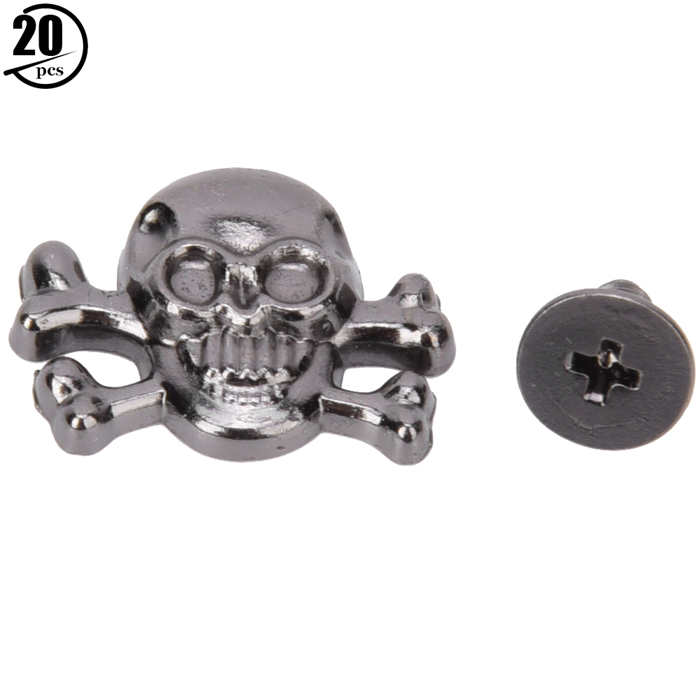 Set Mit 20 Diy-gothic-nieten, 15 Mm, Punk-totenkopf Mit Knochen, Gepäckaccessoire-dekorationen, Metall-totenkopf Mit Knochen, Waffen-tönung