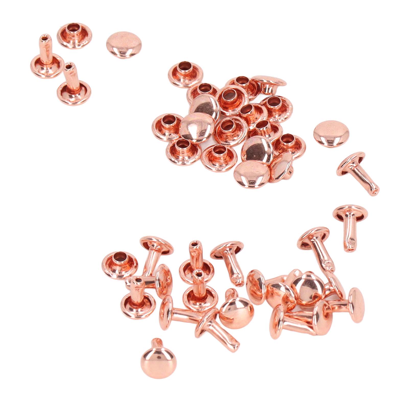 100 Doppelseitige Doppelnieten, 7 X 8 Mm, Runde Eisen-leder-nieten, Diy-nägel Für Kleidung, Taschen, Schachteln, Schuhe, Roségold