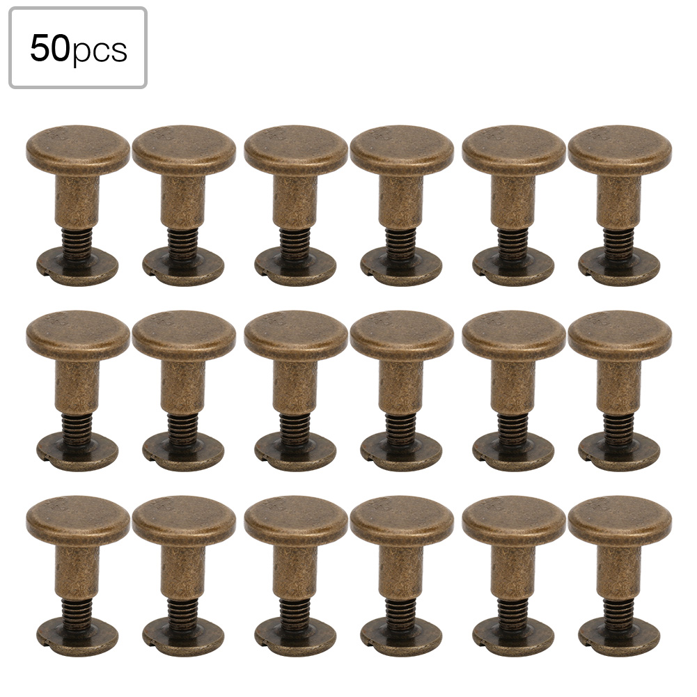 Set Mit 50 8-mm-flachkopfnieten Aus Reinem Kupfer, Lederriemenschrauben, Notizbuchbindeset, Bronze