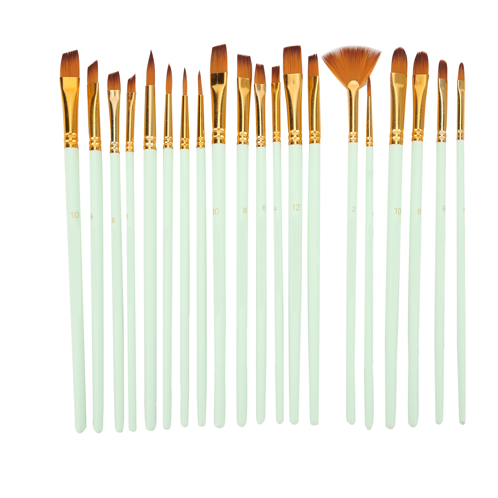 Pinselset, 5 Verschiedene Modelle, Nylonborsten, Für Öl-, Aquarell- Und Gouachemalerei, Geschenkidee, Grün