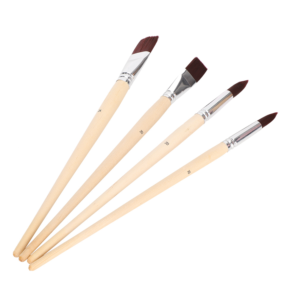 Set Mit 4 Nylonpinseln, Flache Spitze, Für Aquarell, Gouache, Öl Und Acryl, Malwerkzeuge Für Künstler