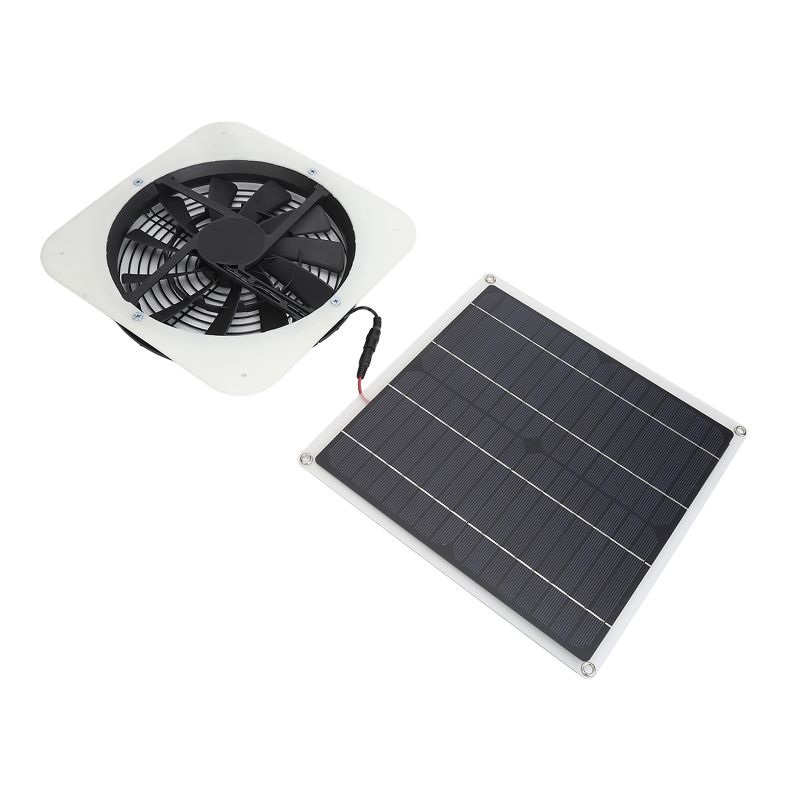 100-w-solarpanel-set Mit 10-zoll-abluftventilator Für Gewächshaus, Gartenhaus, Hühnerstall – Weiß