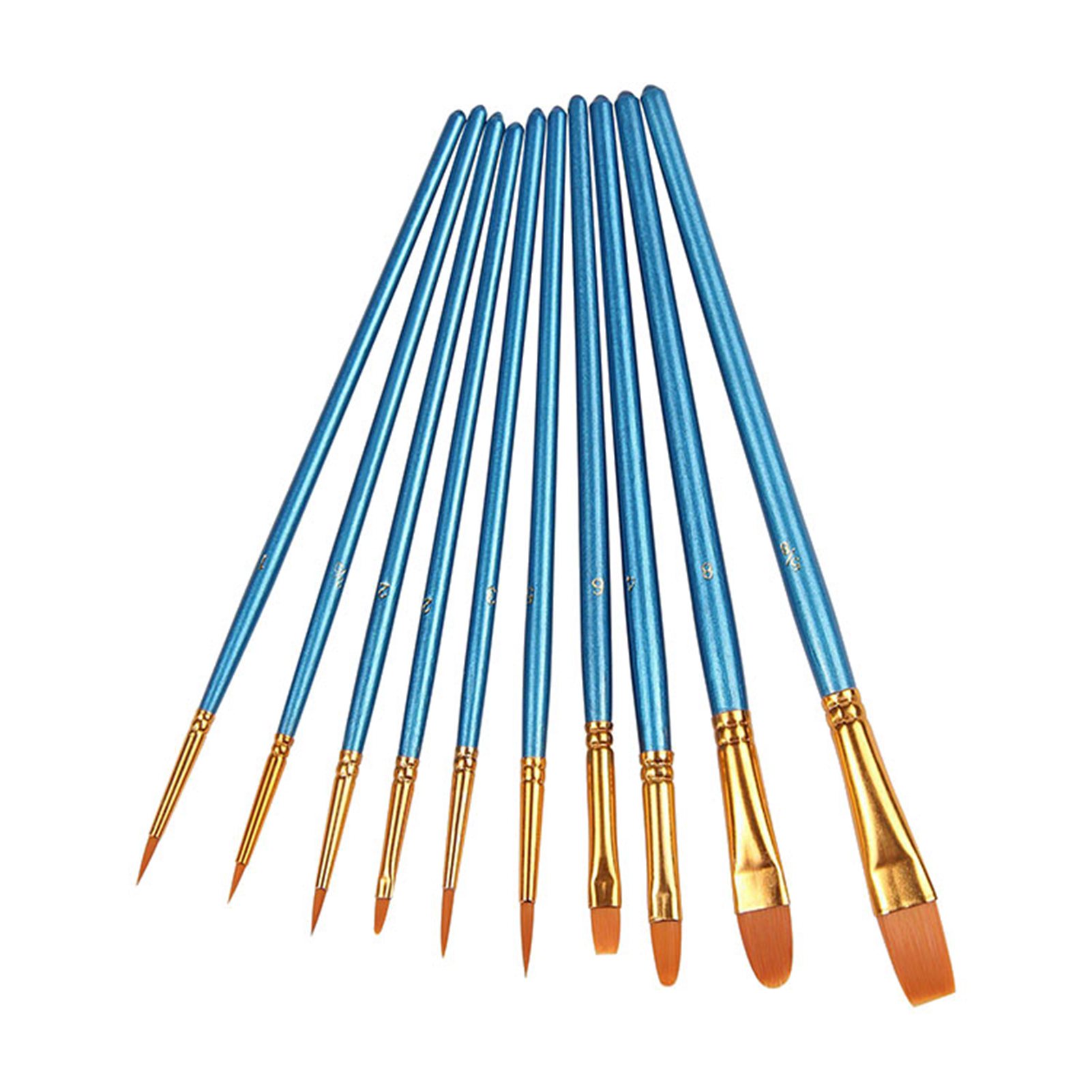 Pinselset Mit 10 Pinseln, Holzgriff, Aluminiumzwinge, Für Künstler, Schule, Zuhause, Studenten Und Maler