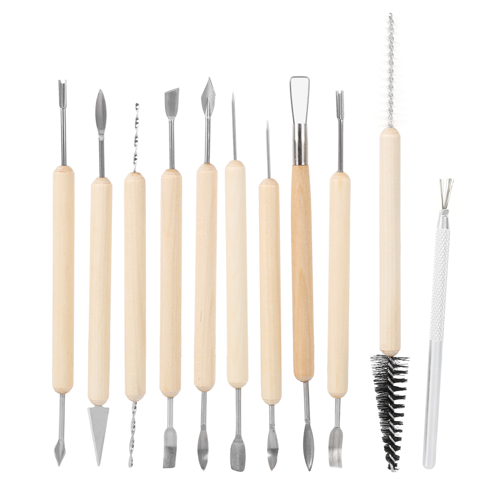 11-teiliges Tonmodellierwerkzeug-set, Edelstahl Mit Holzgriffen, Modelliermeißel-zubehör
