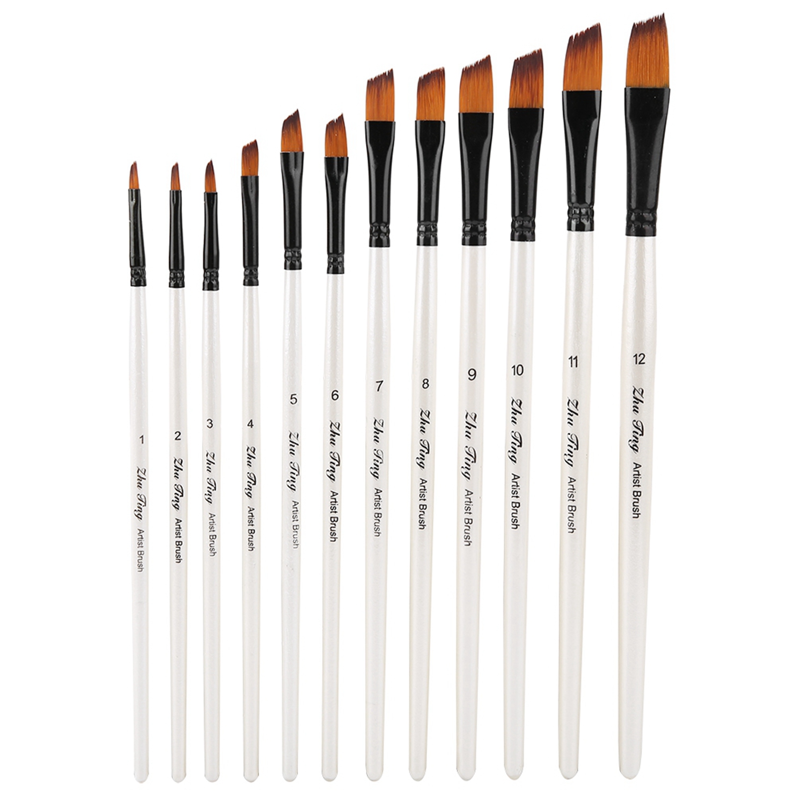12-teiliges Zeichenpinselset Für Gouache-, Aquarell- Und Ölmalerei - Künstlerset (02)