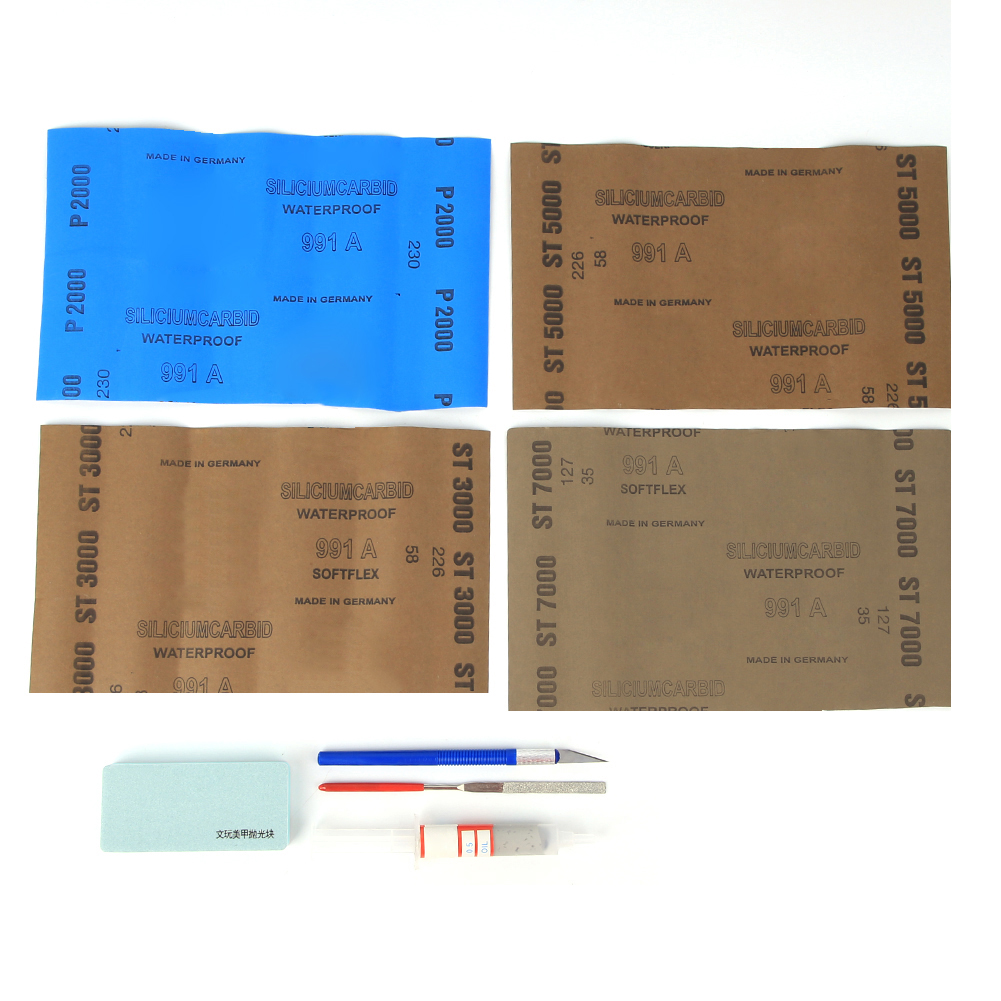 Diy-handpolierset: Schleifband, Polierpaste, Stift, Messer, Schleifpapier, Schleiffeile