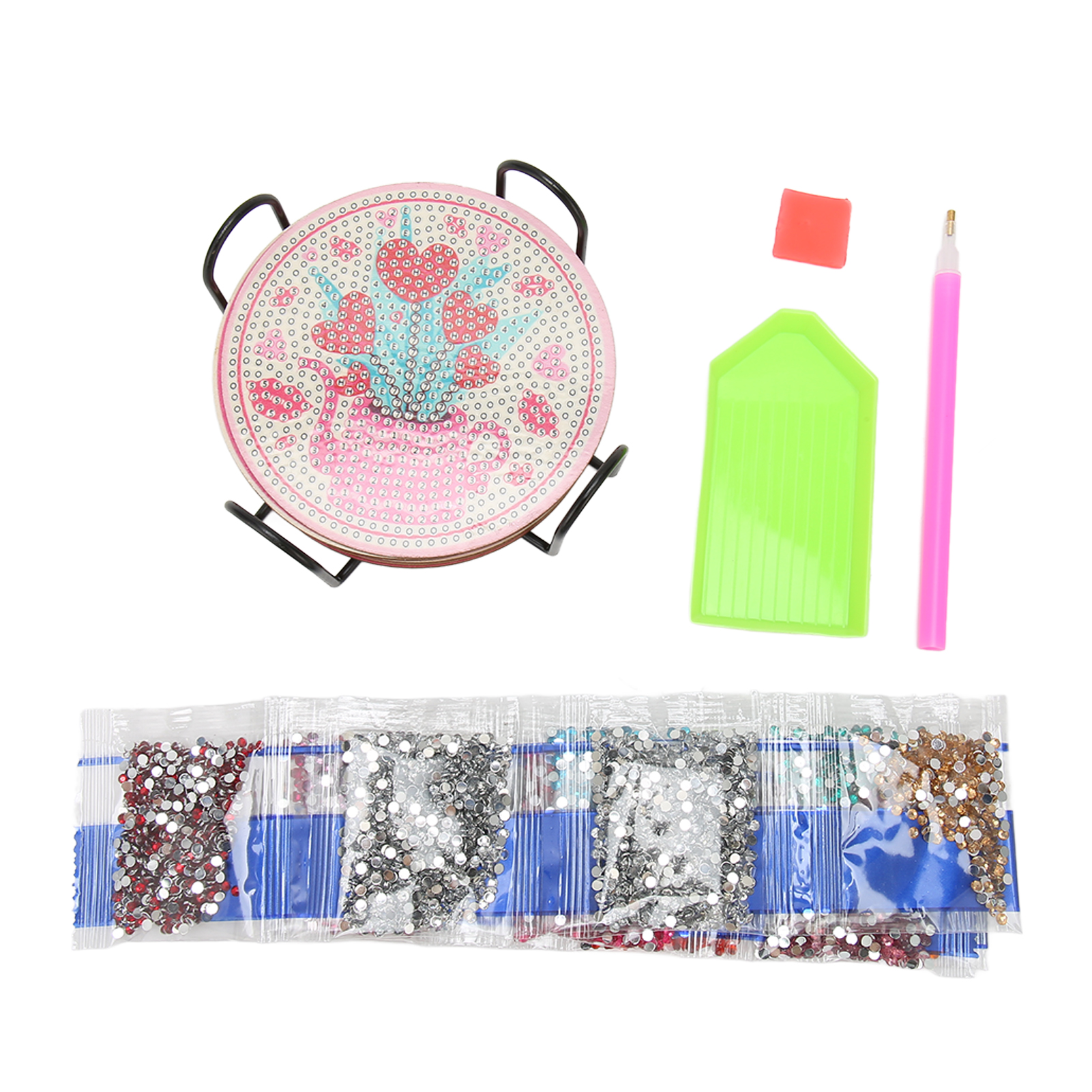Set Mit 8 Strass-untersetzern Im Cartoon-stil, Starker Klebstoff, Geruchlos, Diy-bastelset Für Die Ganze Familie