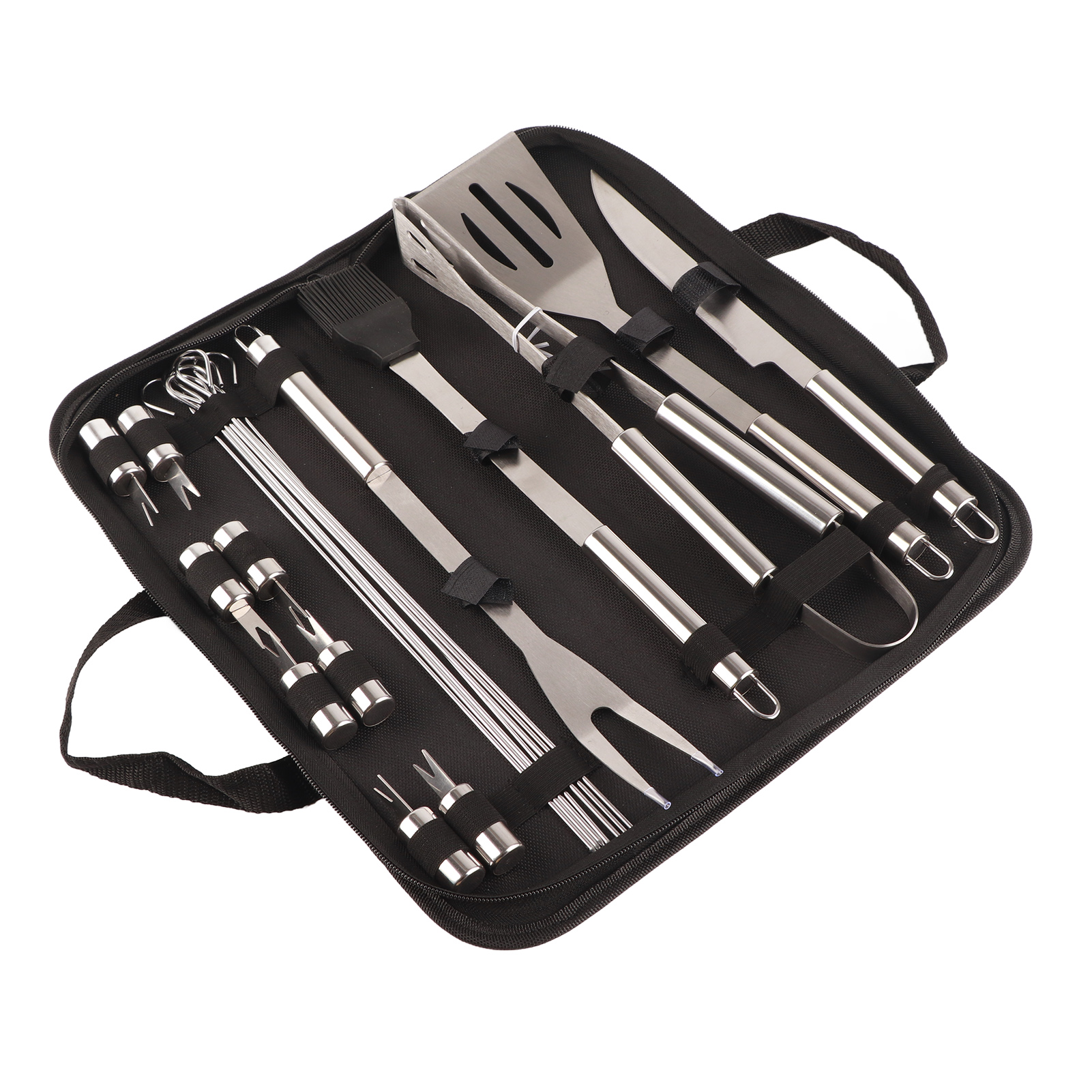 20-teiliges Grillbesteck-set Aus Edelstahl: Gabel, Messer Und Grillwerkzeug Für Camping Und Wandern
