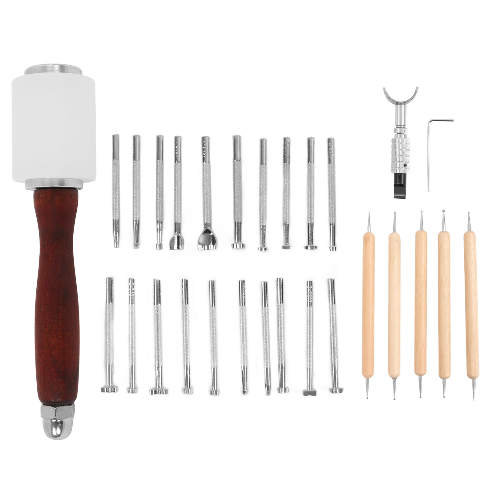 28-teiliges Lederbearbeitungs-werkzeugset, Diy-handwerkzeuge, Modellierstift, Hammer, Zum Nähen, Schnitzen Und Für Künstlerische Projekte