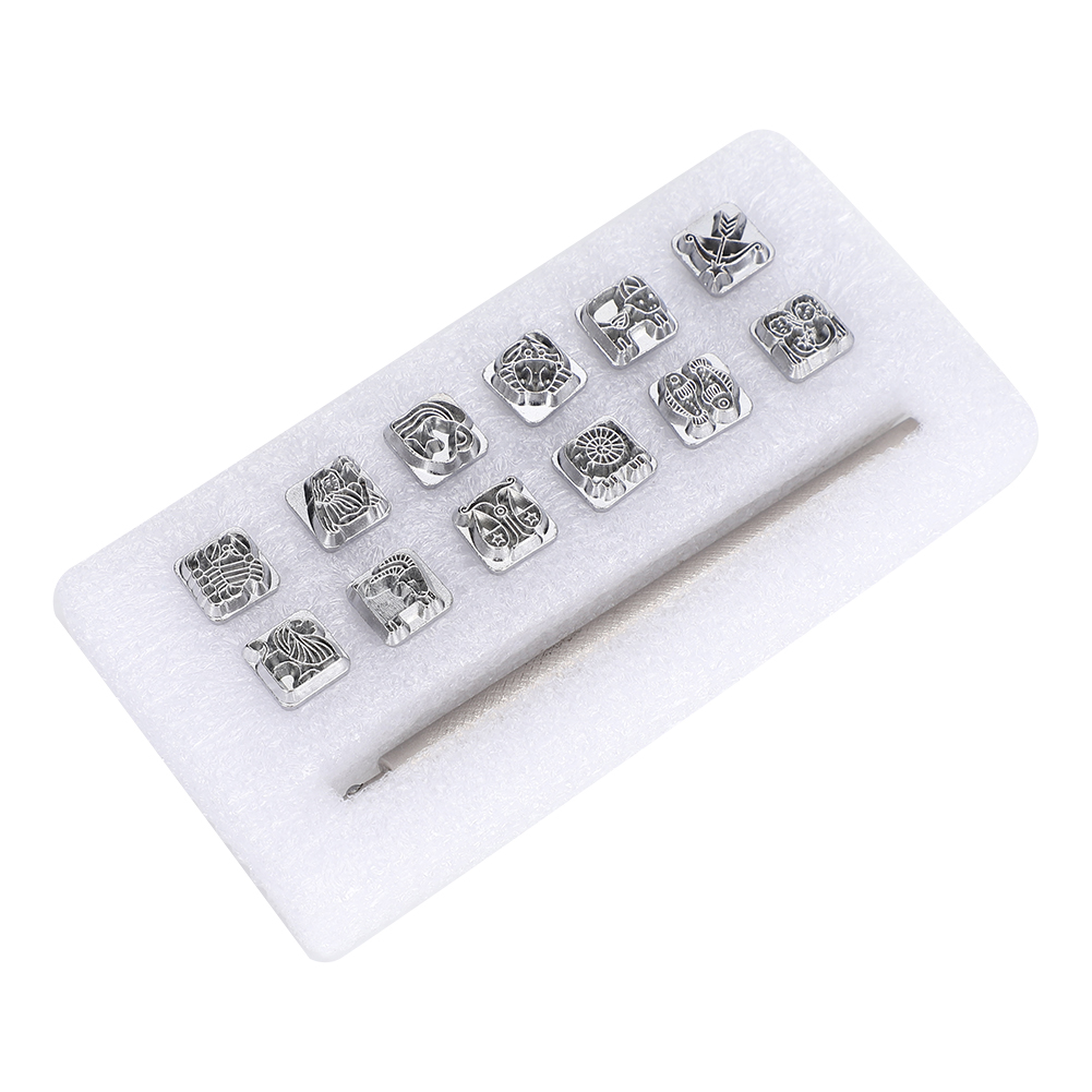 Set Mit 12 Stempeln, Werkzeug Mit Zwölf Sternbildmotiven Für Diy-lederarbeiten + 1 Griff