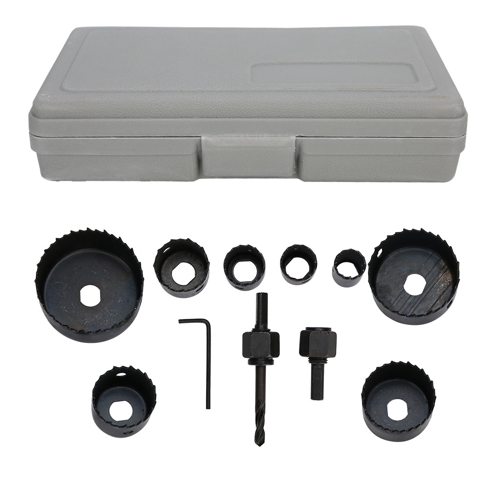 Set Mit 11 Hss-lochsägen (hochleistungsschnellstahl) Für Holz, Pvc Und Platten, Holzbearbeitungsbohrer, Schwarz