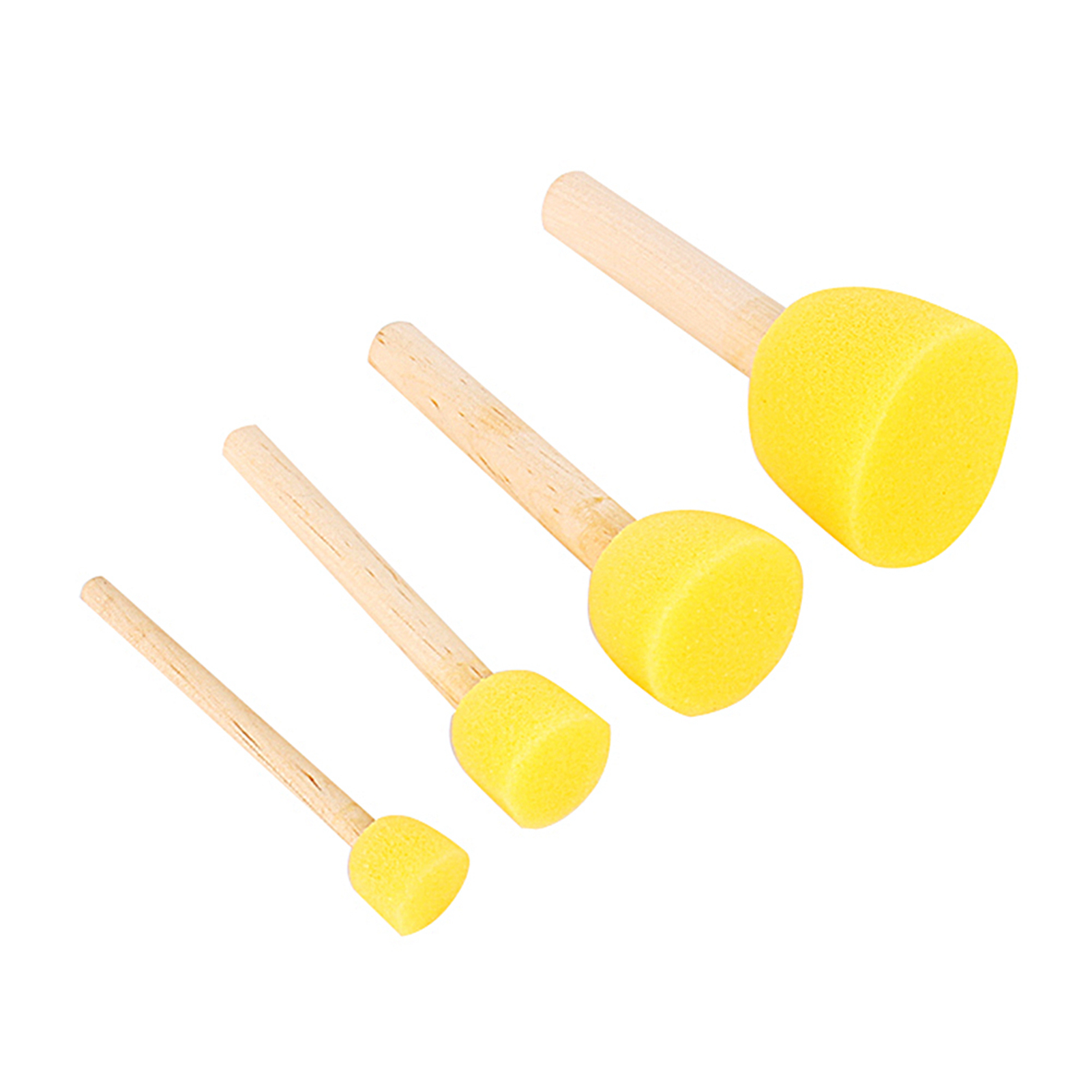 Set Mit 4 Schaumstoffpinseln Mit Holzgriffen Zum Schablonieren, Möbelbemalen Und Basteln