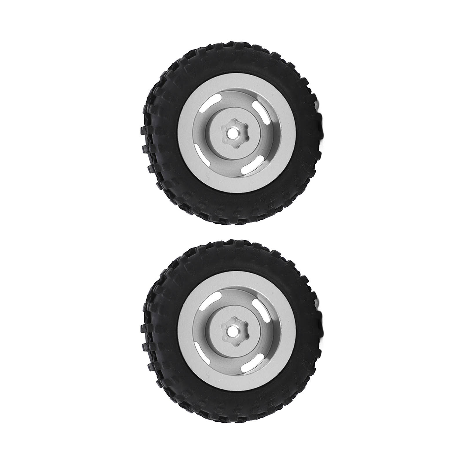 2-teiliger Satz 50-mm-felgen Mit 4-loch-gummireifen Für Axial Scx24 1/24 Ferngesteuerte Modellautos, Silber