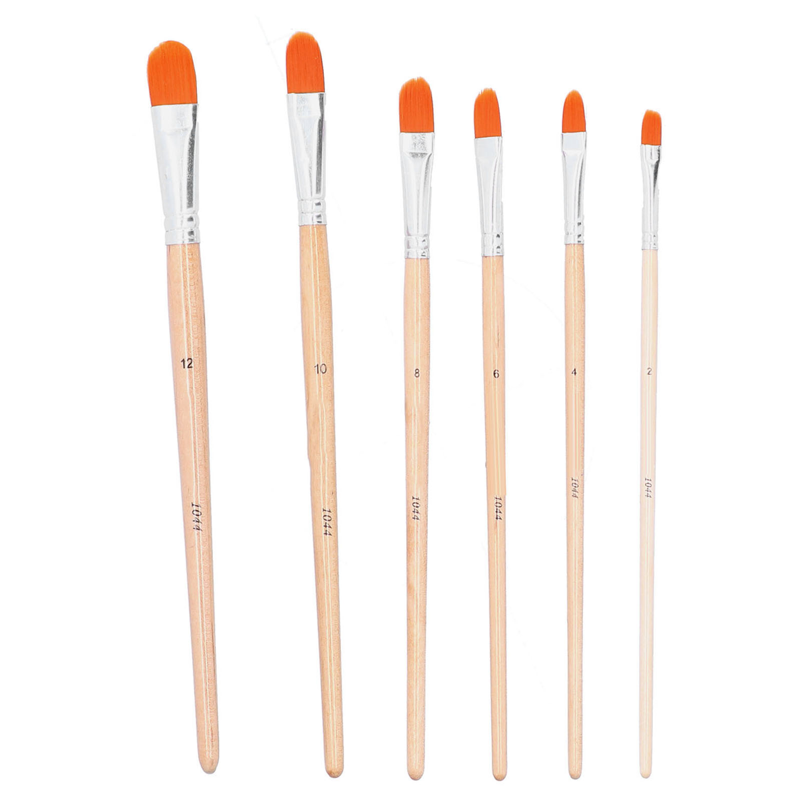 Nylon-ölpinsel, Holzgriff, 6er-set Für Acryl- Und Aquarellmalerei, Runder Kopf