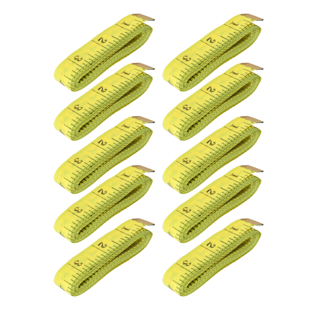 10-teiliges, 2,0 X 300 Cm Großes, Flexibles Doppelskalen-schneidermaßband Zur Körpervermessung Und Gewichtsreduktion, Gelb