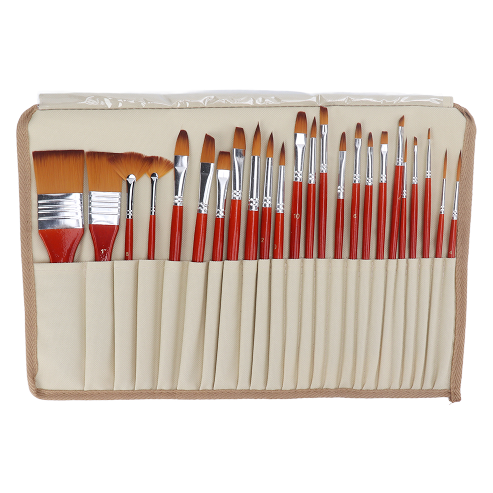 24-teiliges Künstlerpinselset, Nylonborsten, Holzgriffe, Aquarell-, Acryl- Und Ölfarben, Künstlerbedarf