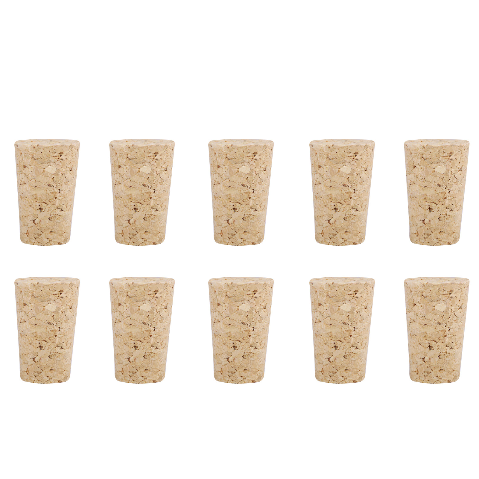 Packung Mit 10 Konischen Naturkorken Für Weinflaschen, Holz, 22 X 17 X 35 Mm