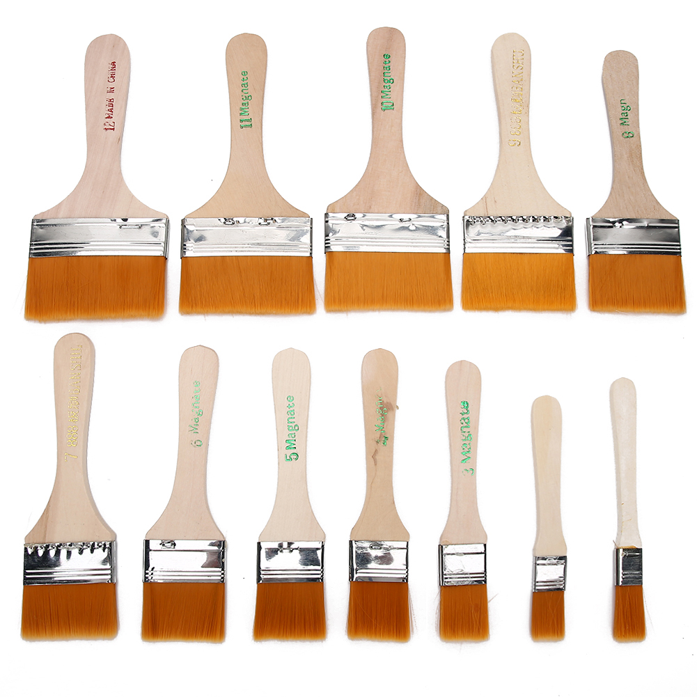12-teiliges Set Aus Holz-nylon-pinseln Zum Reinigen Von Staub, Aquarell-, Öl- Und Wandmalereien