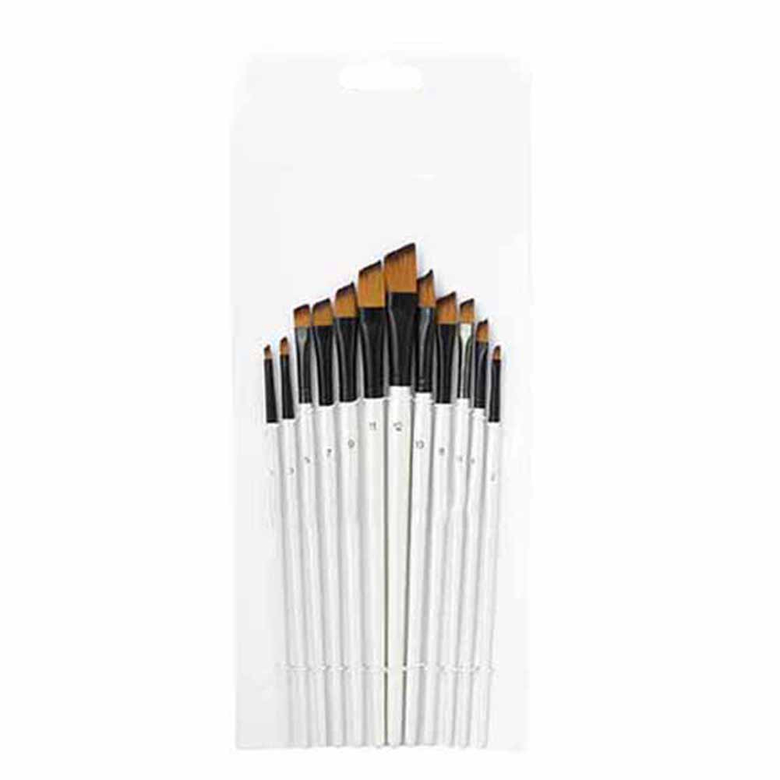 Set Mit 12 Pinseln, Perlweiße Griffe, Aquarell-acryl, Zeichenwerkzeug (abgeschrägte Spitze)