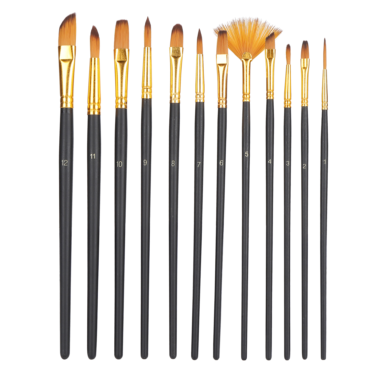 12-teiliges Pinselset, Nylonborsten, Profiqualität, Für Aquarell- Und Kunstmalerei