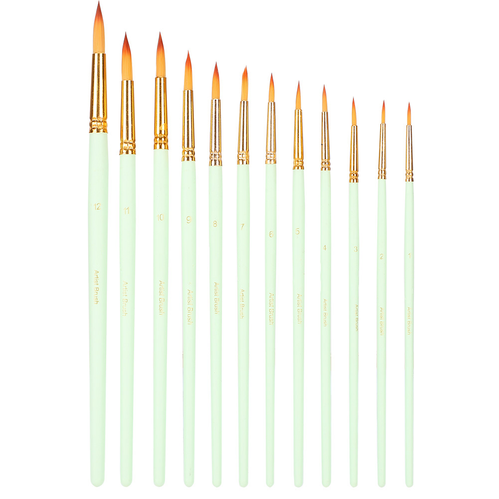 12 Nylon-künstlerpinsel, Zeichenbedarf, Aquarell- Und Ölmalerei