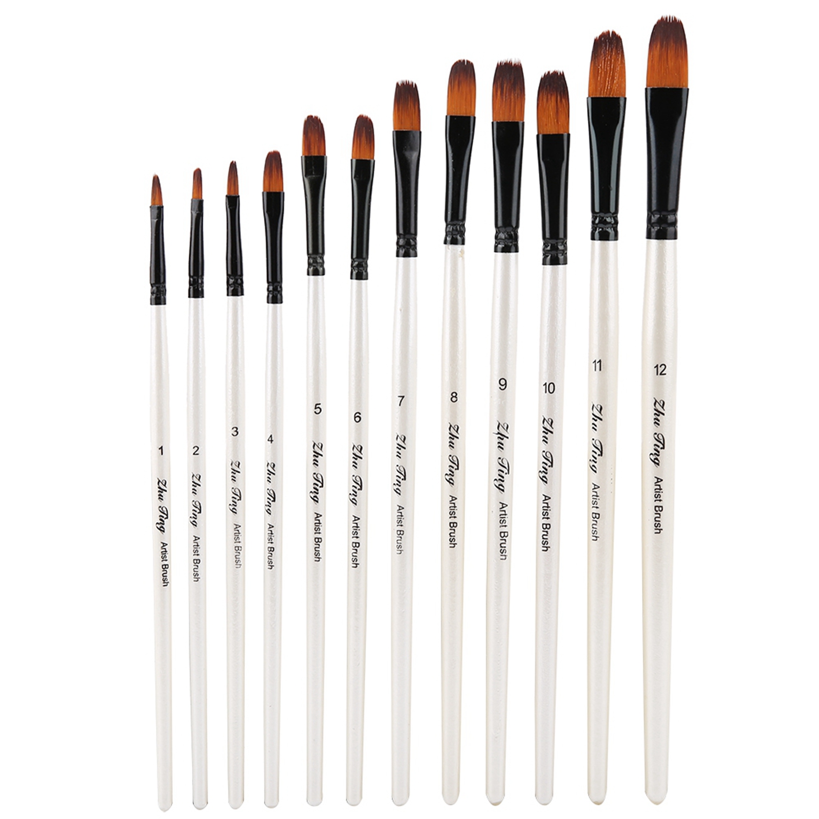 Set Mit 12 Pinseln Zum Zeichnen, Malen, Gouache, Aquarell, Öl - Künstlerbedarf (01)