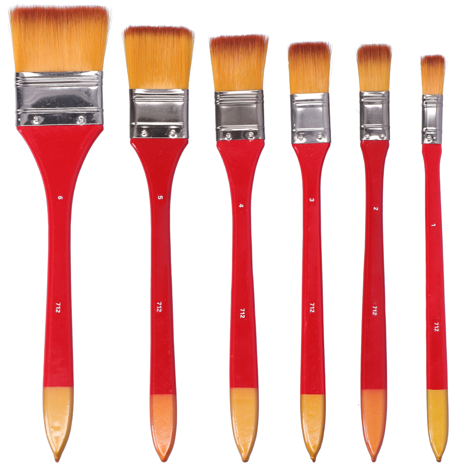 Flache Nylonpinsel Mit Spezialborsten Für Acryl- Und Ölmalerei – Profi-werkzeuge – Rot