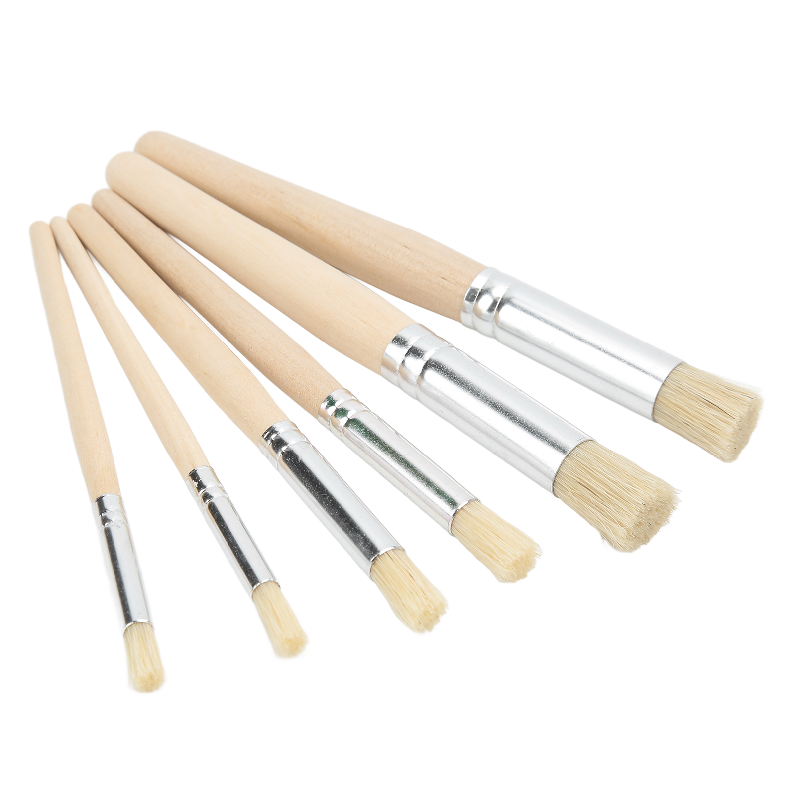 6-teiliges Schablonenpinsel-set Aus Holz, Ergonomische Seidenpinsel Für Aquarellmalerei Und Diy-bastelarbeiten