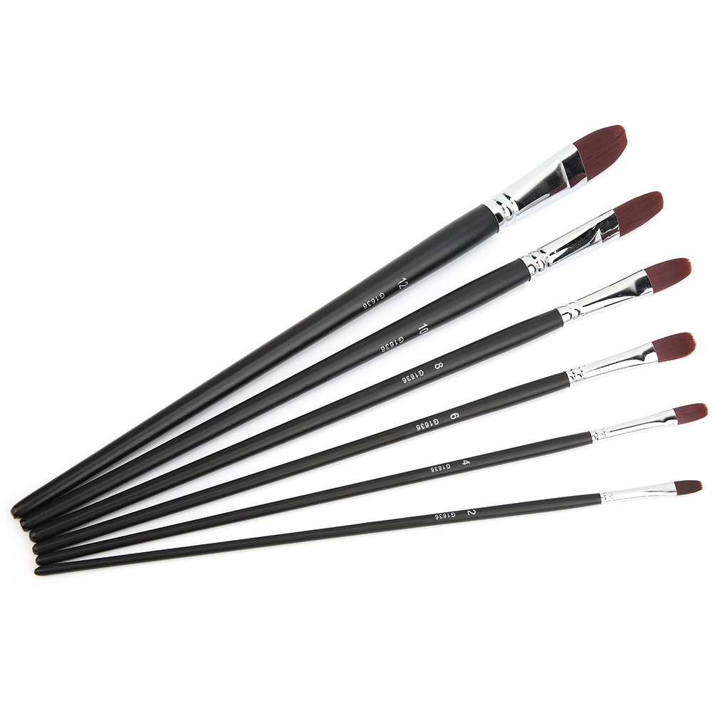 Nylonpinsel Für Aquarell, Acryl, Gouache Und Öl – 6er-set, Stil B