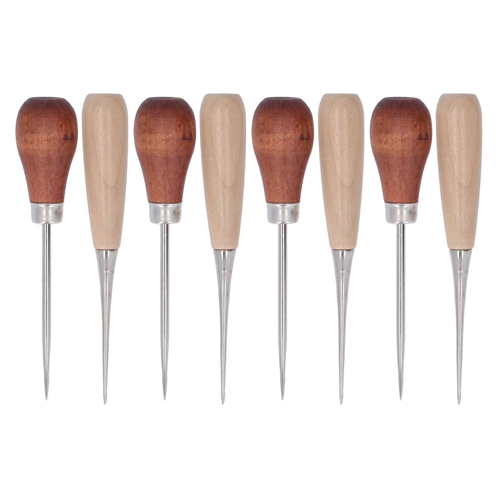Set Mit 8 Lederahlen, Ergonomischer Holzgriff, Edelstahl, Multifunktionales, Kraftsparendes Werkzeug Für Lederschuhe Und Bastelarbeiten