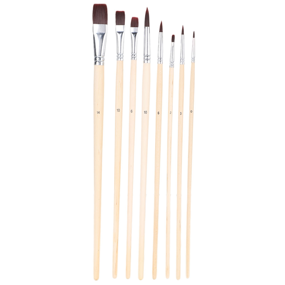 Set Mit 8 Nylonpinseln, Flache Spitze, Für Aquarell, Gouache, Öl Und Acryl, Malwerkzeug Für Künstler