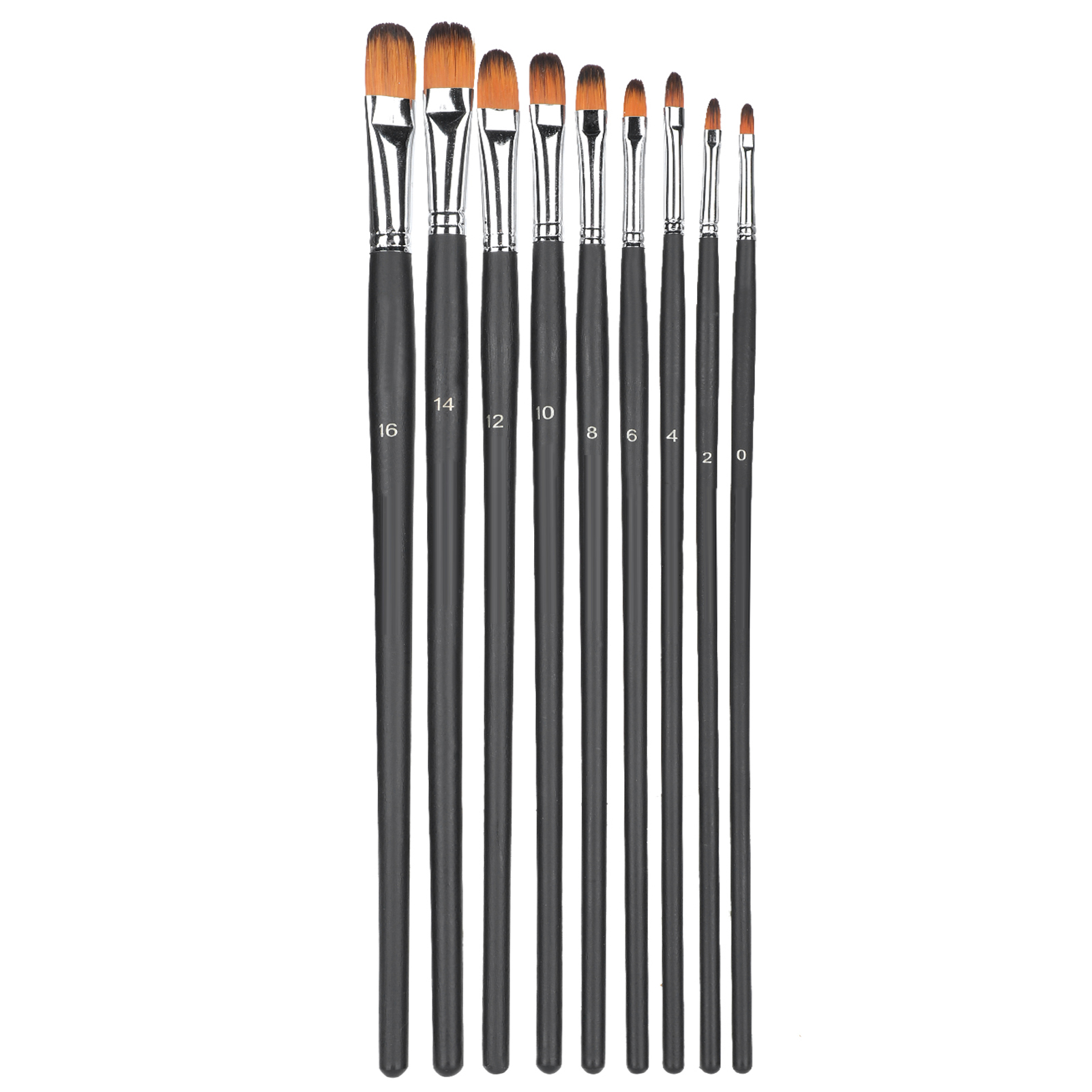 Langstielige Nylonpinsel Für Gouache, Aquarell, Öl Und Acryl – Schwarz