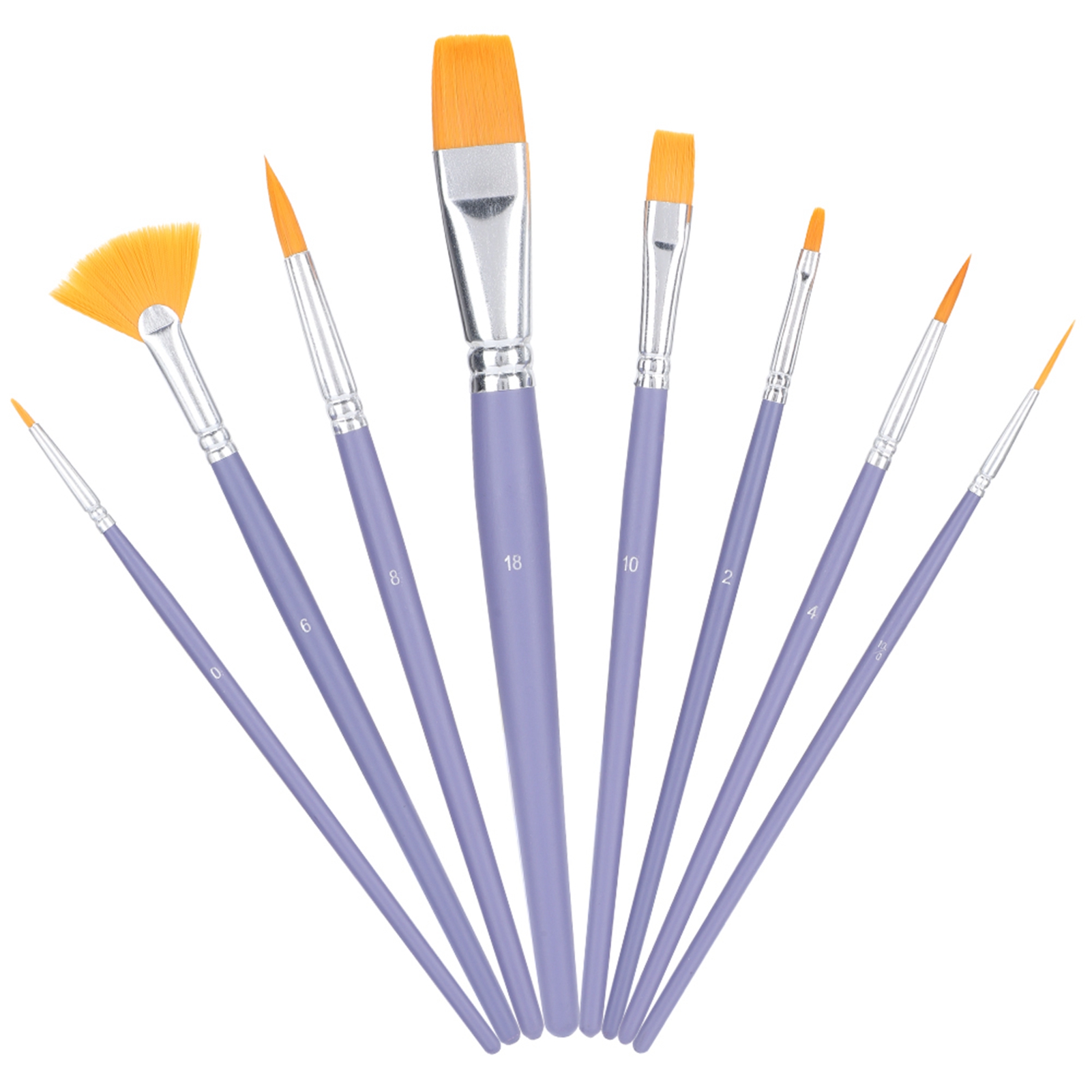 Set Mit 8 Nylon- Und Wollpinseln, Flache Spitze, Für Aquarell- Und Acrylfarben, Künstlerbedarf