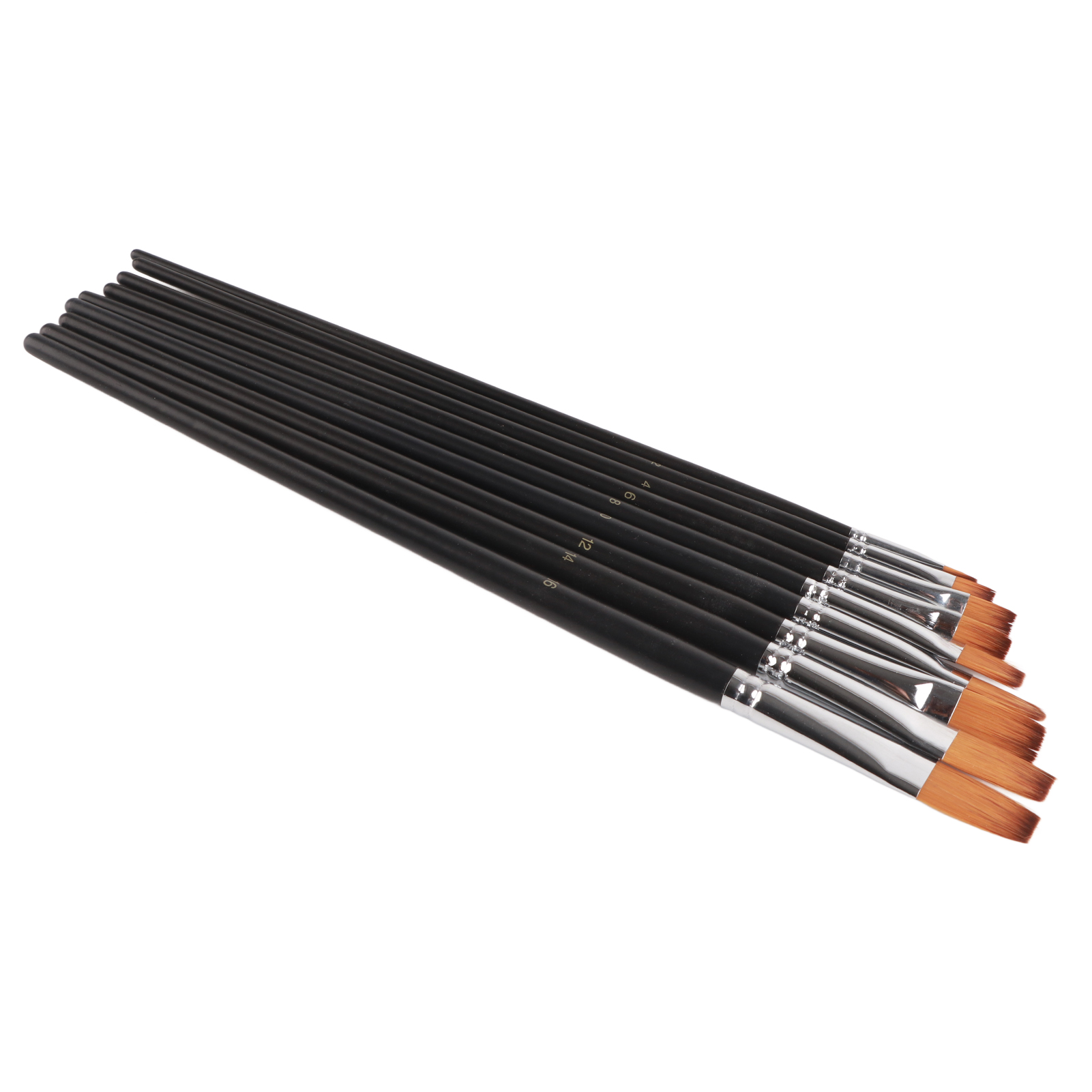 Set Mit 9 Professionellen Künstlerpinseln, Nylonborsten, Schmale, Flache Spitze, Langer Griff