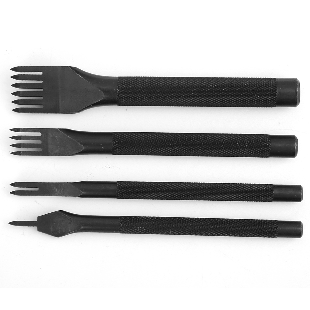 Set Mit 4 3-mm-zinkenscheren Für Lederarbeiten, Heimwerkerwerkzeug, Elektrolytisch Schwarz Lackiert