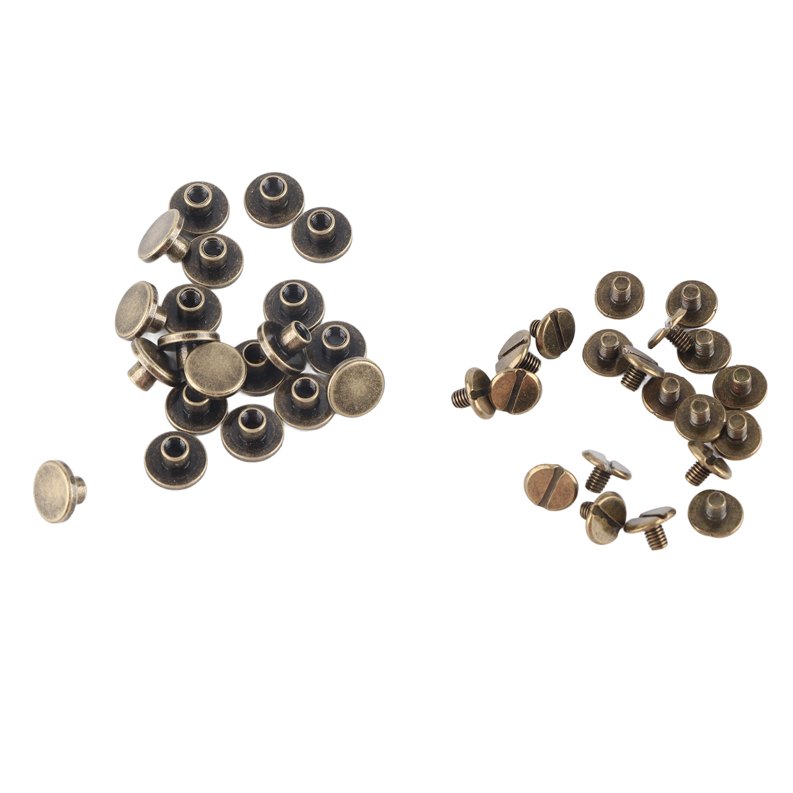 Packung Mit 20 Flachkopfschrauben, Muttern, Nägeln Und Nieten Aus Verkupfertem Messing Für Lederwaren (5 Mm)