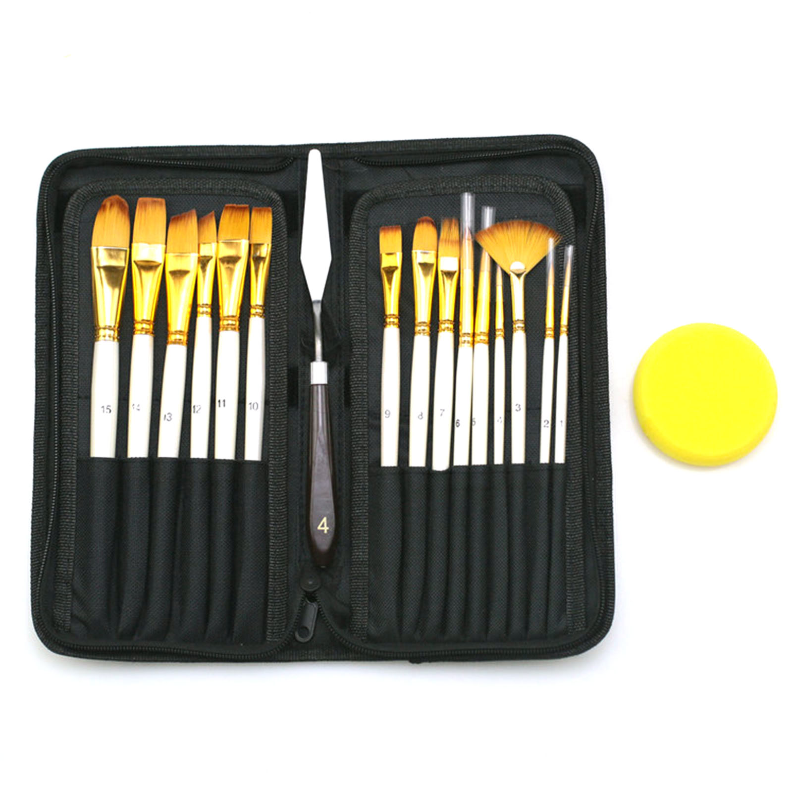Set Mit 15 Pinseln Für Acryl- Und Ölmalerei, Inklusive Stoffbeutel, Für Kinder Und Erwachsene, Zeichen- Und Kreative Hobbys
