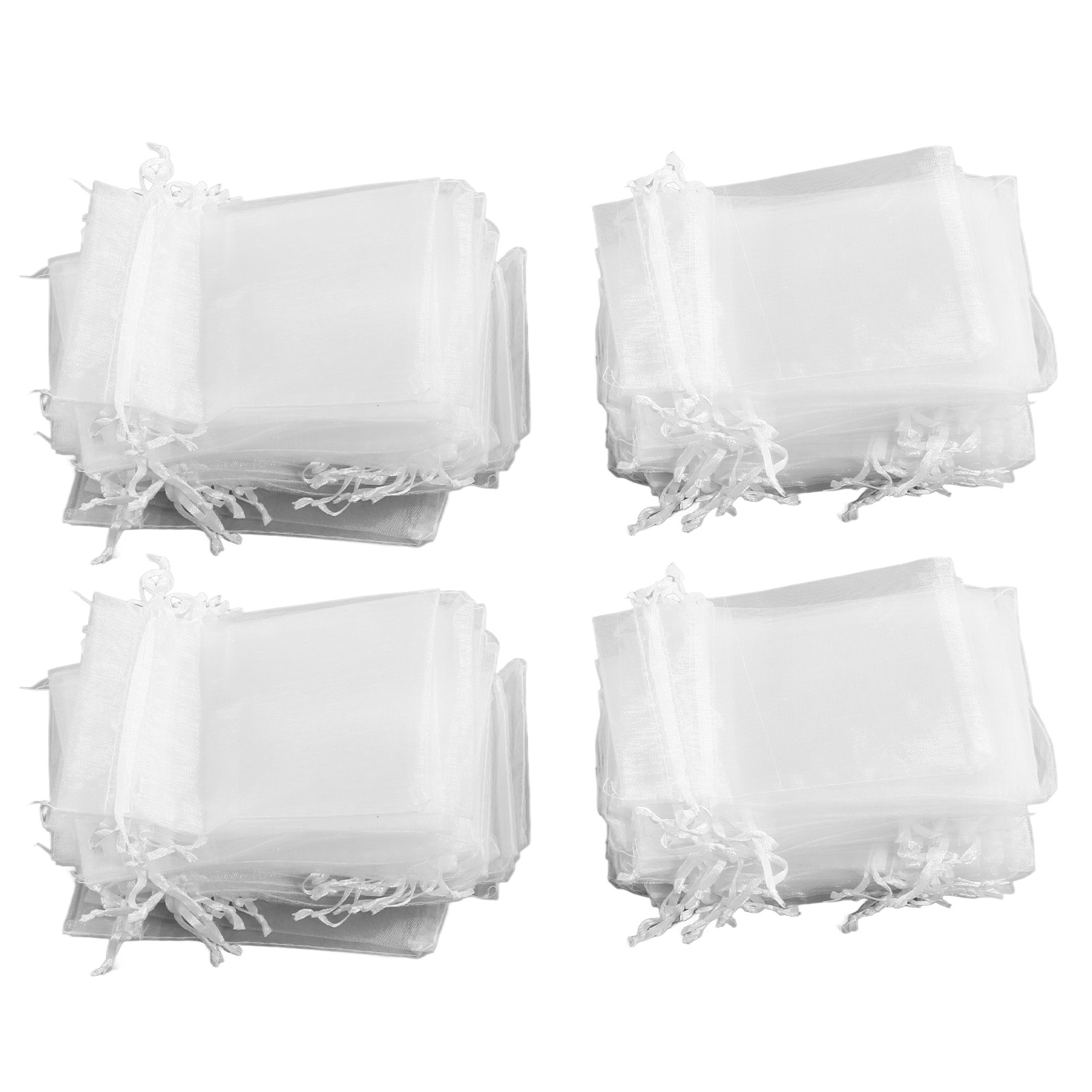 200 Elegante Organzabeutel Mit Kordelzug (10 X 15 Cm), Ideal Als Geschenktüten Für Hochzeiten, Partys Und Schmuckdekorationen, Weiß