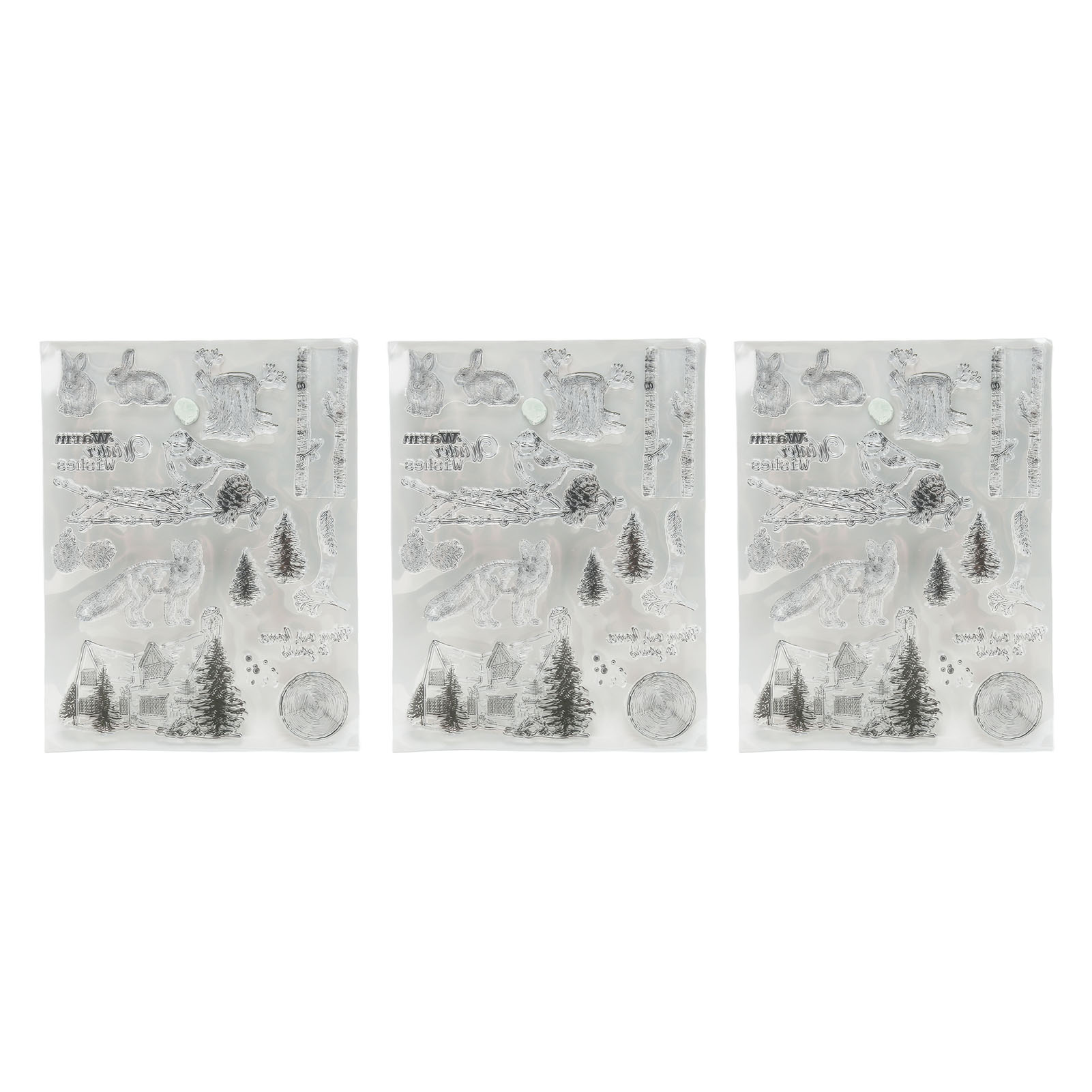 Set Mit 3 Transparenten Stempeln Und Stanzformen, Silikonsiegeln Für Scrapbooking, Karten Und Journaling, Wintertiermotive