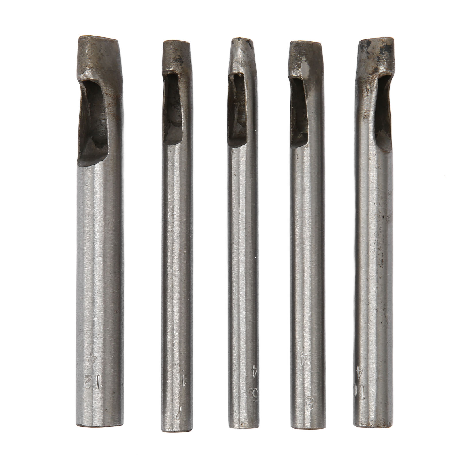 Set Mit 5 Ovalen Stahlstanzen Mit Hoher Härte Für Leder, Lochgrößen 6x4 Mm, 7x4 Mm, 8x4 Mm, 10x4 Mm, 12x4 Mm Auch Geeignet Für Stoff, Gummi Und Segeltuch.