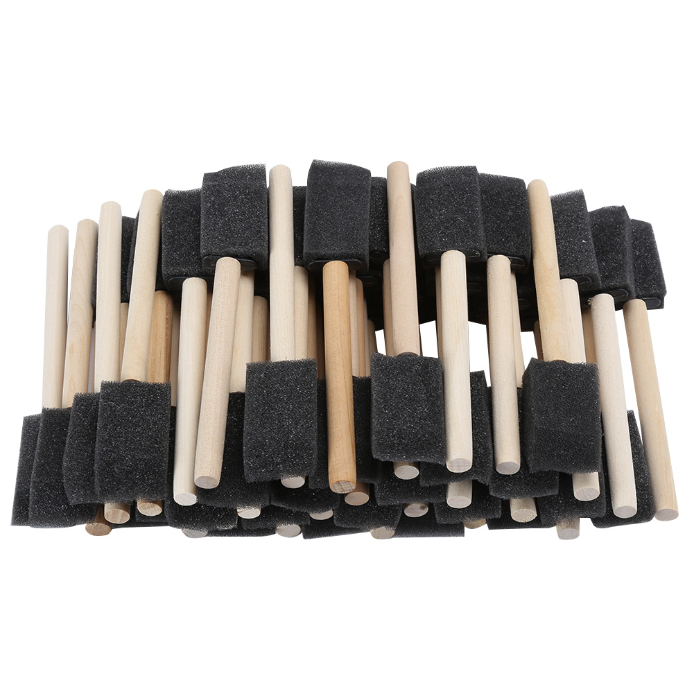 50 Schwarze Schwammpinsel Mit Holzgriffen, Zum Malen, Zeichnen Und Graffiti-kreieren Für Kinder