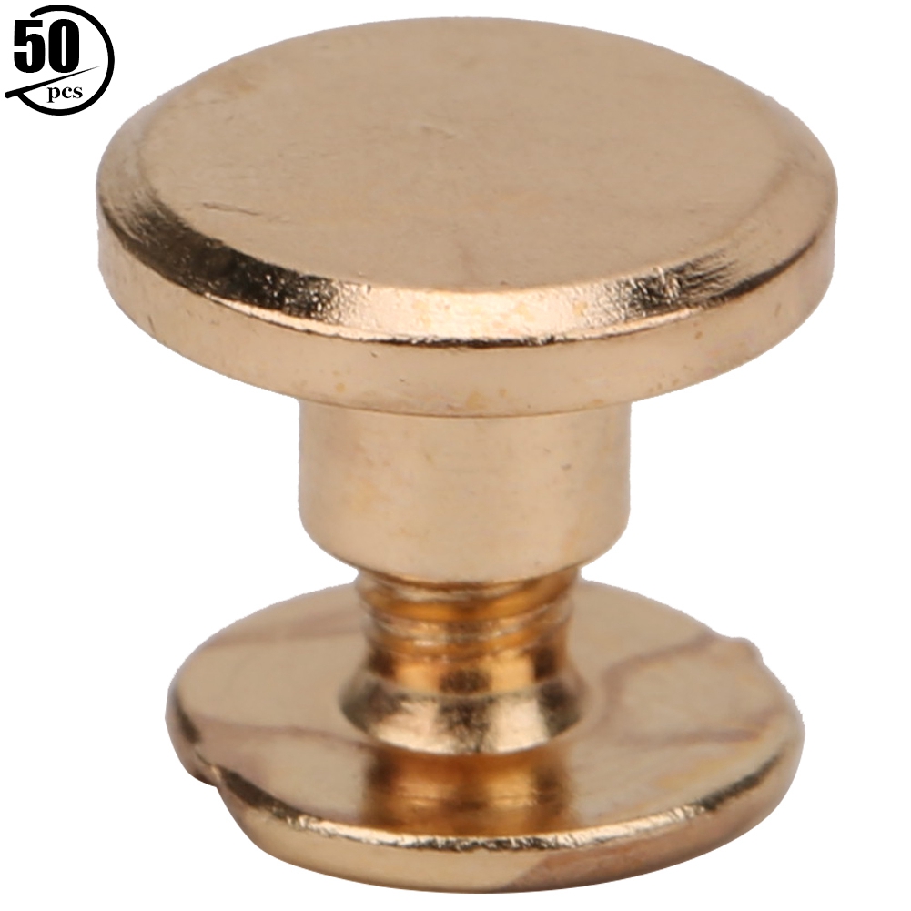 Packung Mit 50 Messing-flachkopfschrauben/nieten (6,5 Mm) Für Leder-diy-projekte, Goldene Befestigungselemente