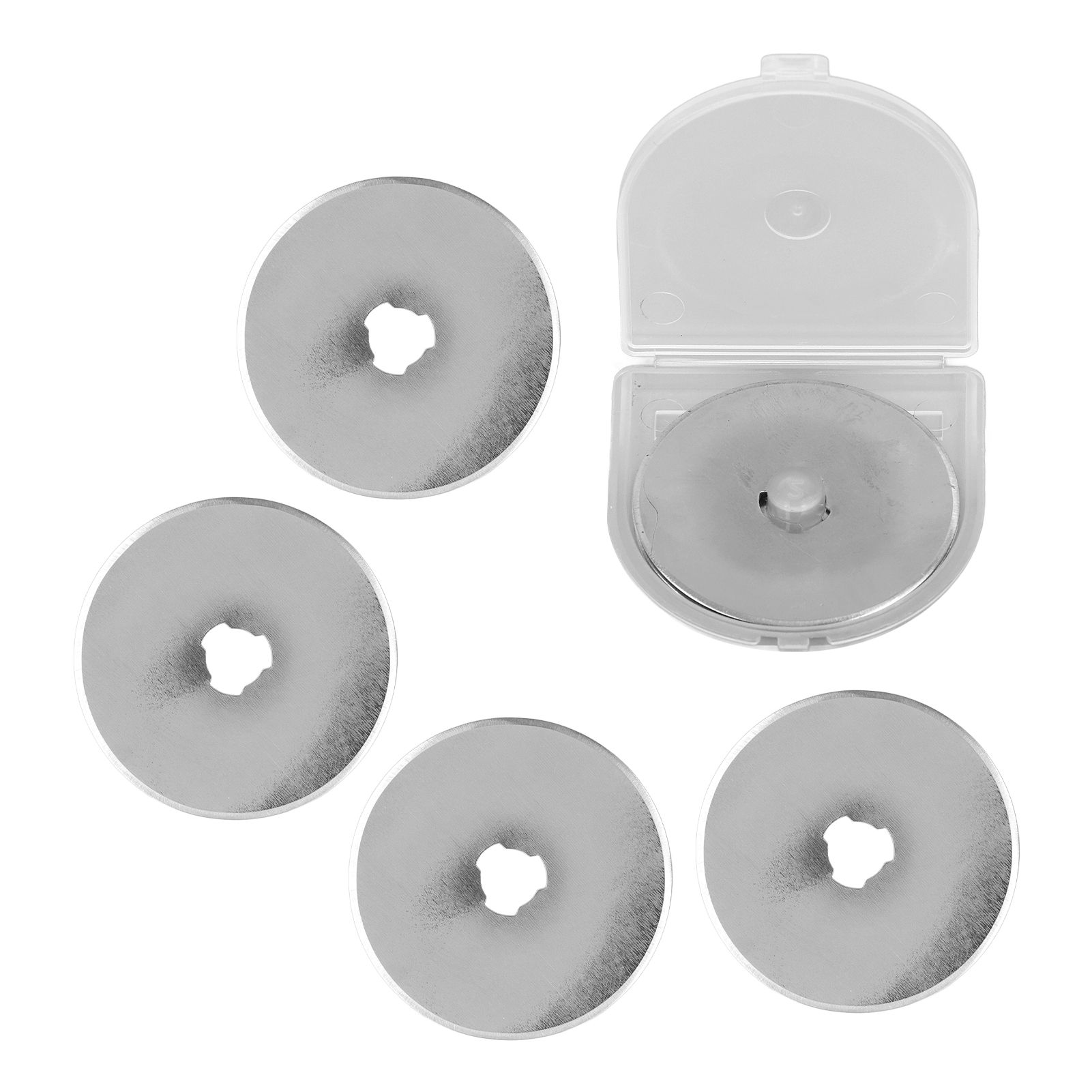 Set Mit 5 45-mm-rotationsklingen Aus Edelstahl Mit Transparentem Lineal Zum Stoffschneiden, Ersatzklingen