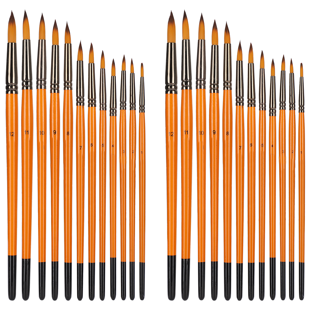 Künstlerpinsel, 2er-set, Schwarzer Griff, Doppelspitze, Nylon- Und Wollborsten, Aquarell, Schulbedarf