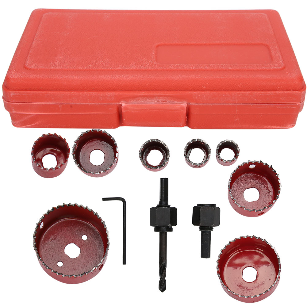 11-teiliges Hss-lochsägen-set (hochgeschwindigkeitsstahl) Für Holz- Und Pvc-bohrungen, Holzbearbeitung, Rot