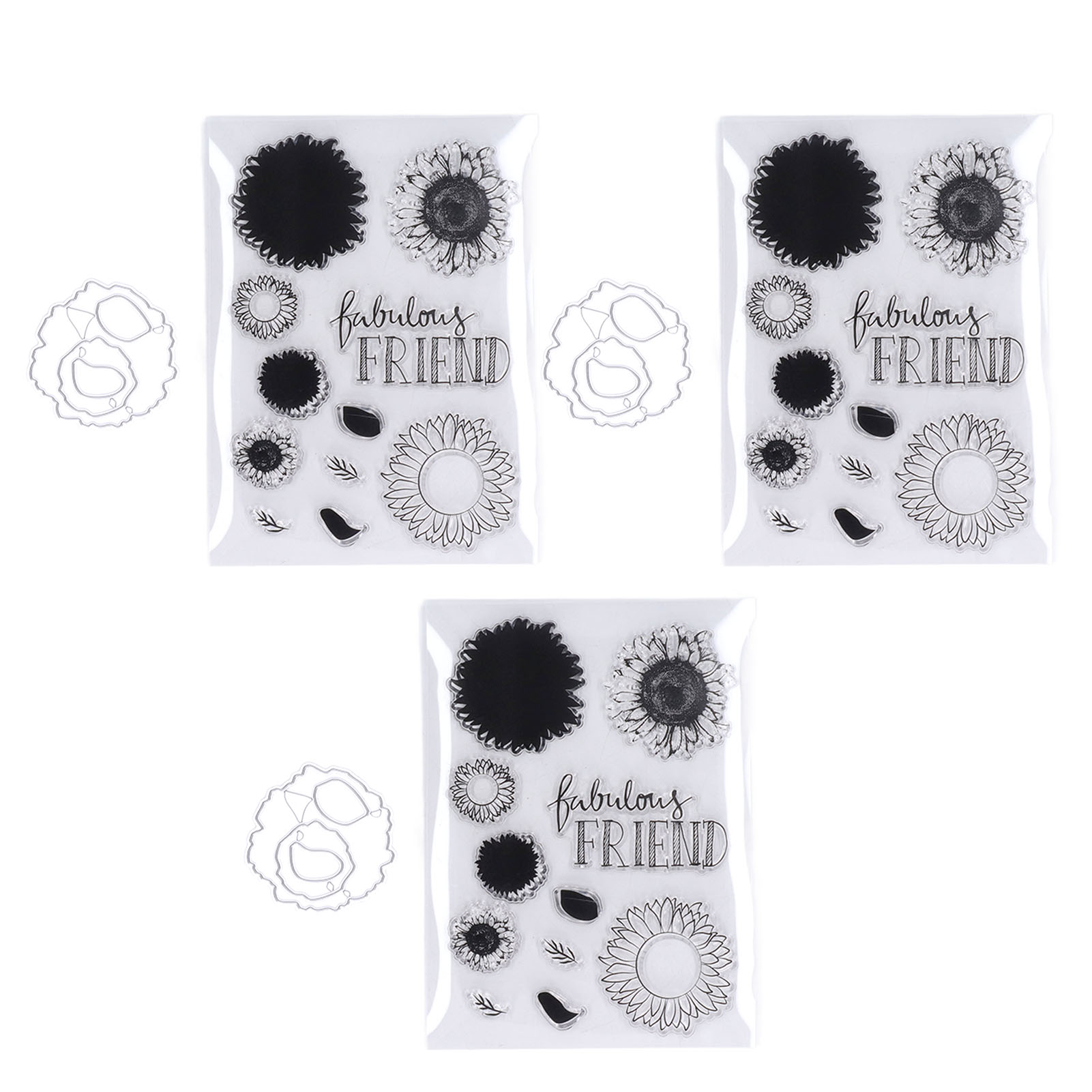 Set Mit 3 Transparenten Diy-blumenstempeln Und Stanzteilen, Zum Scrapbooking, Für Fotoalben, Dekorationen Und Handgemachte Geschenke.