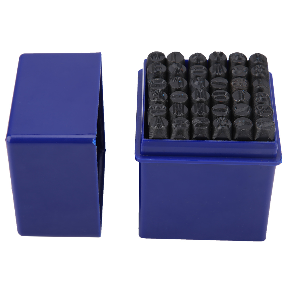 Satz Mit 36 Stahlstempeln (6 Mm) Für Buchstaben Und Zahlen Zum Markieren Und Gravieren
