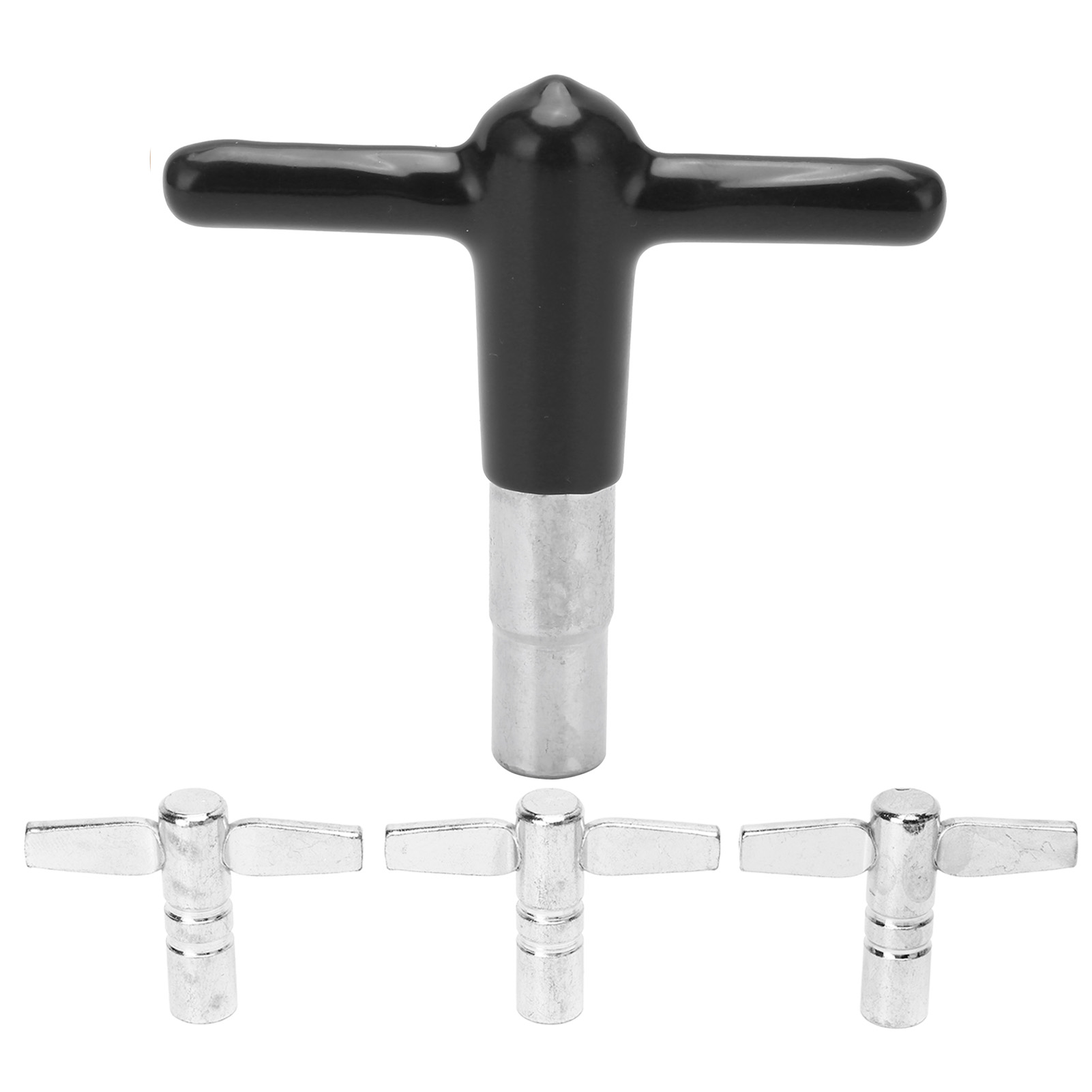 T-griff-trommelstimmschlüssel Aus Robustem Metall, 4er-set Glatter Trommelschraubendreher Mit Schwarzem Silikongriff