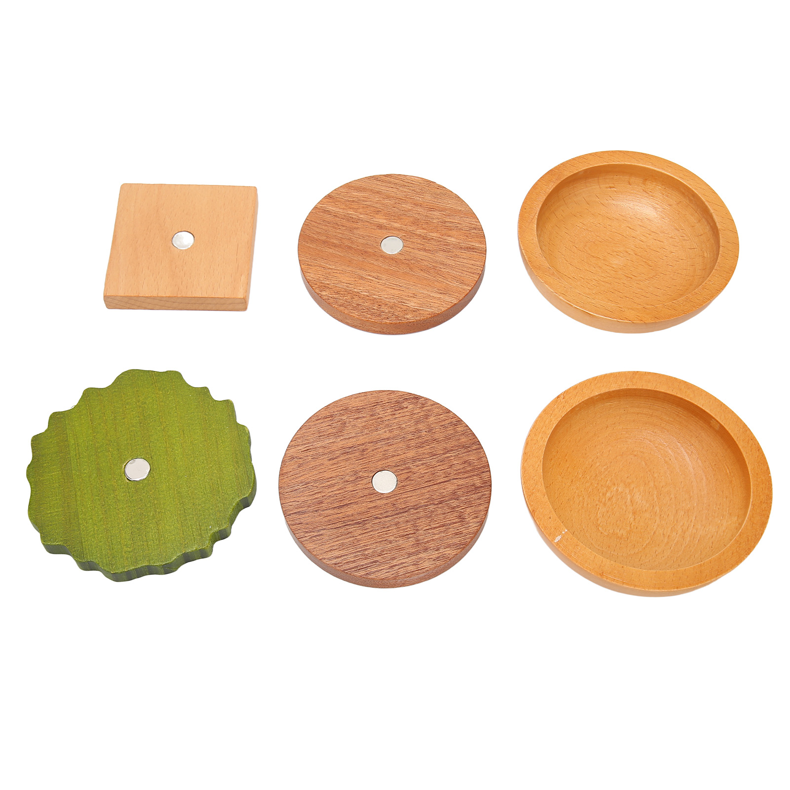 Set Aus Entzückenden Und Eleganten Hamburger-untersetzern Aus Holz, Wärmeisolierend, Mit Magneten Für Küche Und Getränke
